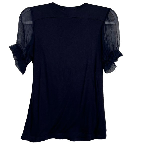 Alberto Makali Embellished  Sheer Sleeve Top Size small - Picture 2 of 5